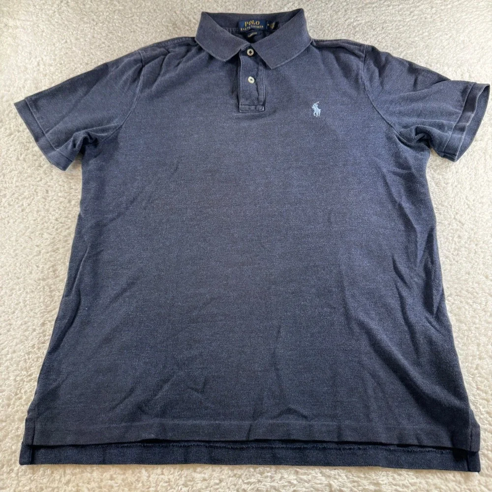 Polo Ralph Lauren Classic Fit Short Sleeve Polo Shirt Blue Pony Golf Collar Sz M